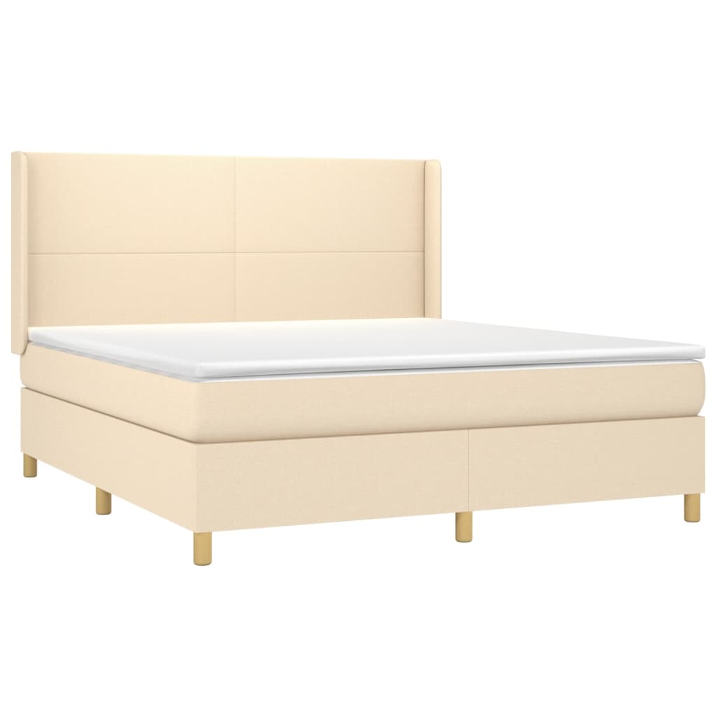 vidaXL Sommier à lattes de lit matelas et LED Crème 160x200 cm Tissu