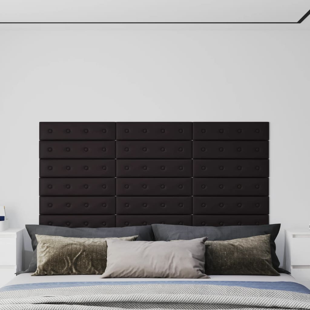 vidaXL Panneaux muraux 12 pcs Noir 60x15 cm Similicuir 1,08 m²
