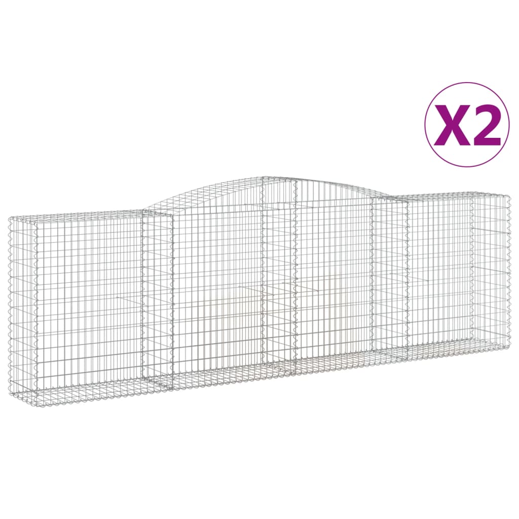 vidaXL Paniers à gabions arqués 2 pcs 400x50x120/140 cm Fer galvanisé