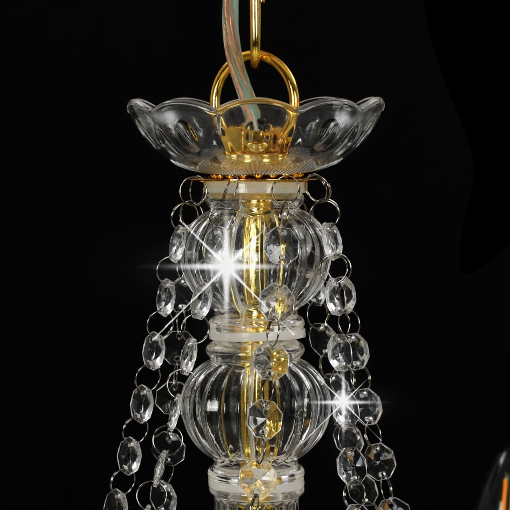 vidaXL Lustre avec perles Doré 8 ampoules E14
