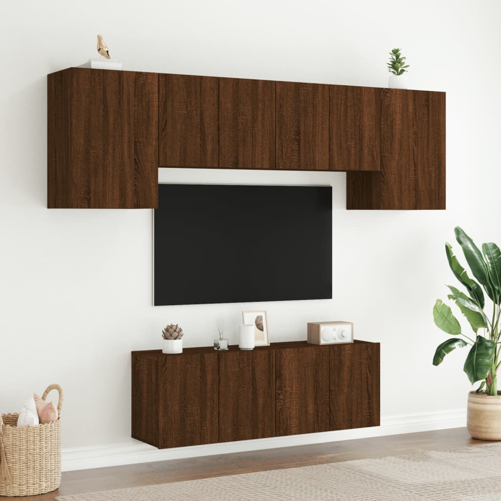 vidaXL Unités murales TV 6 pcs chêne marron bois d'ingénierie