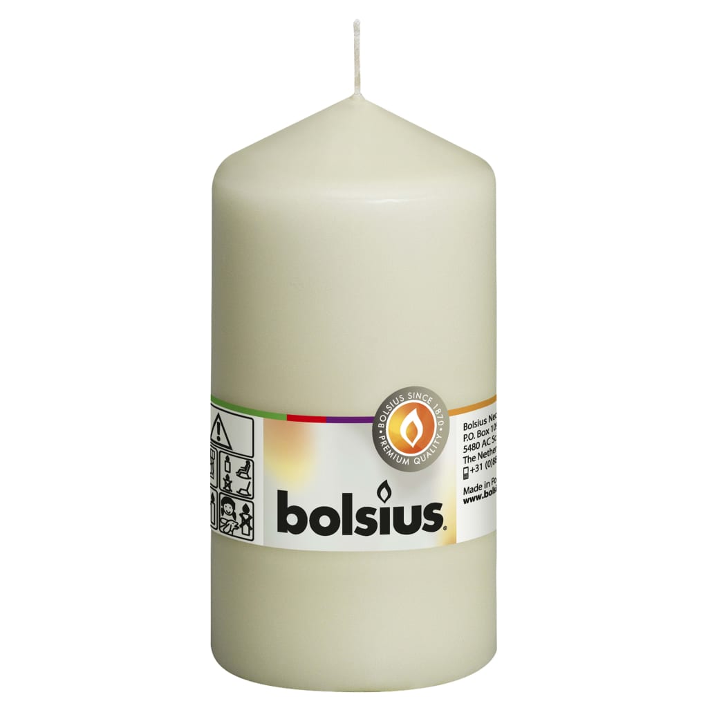 Bolsius Bougies pilier 8 pcs 130x68 mm Ivoire