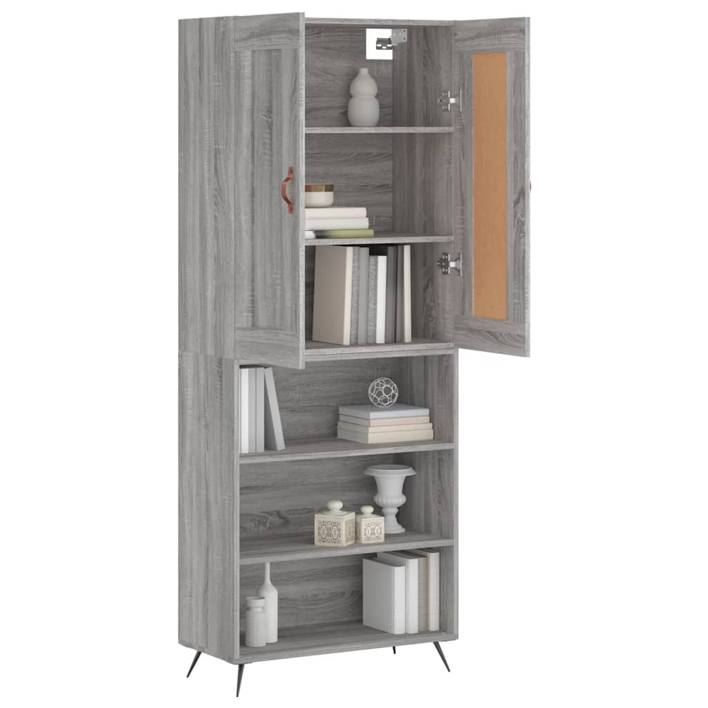 vidaXL Buffet haut Sonoma gris 69,5x34x180 cm Bois d'ingénierie