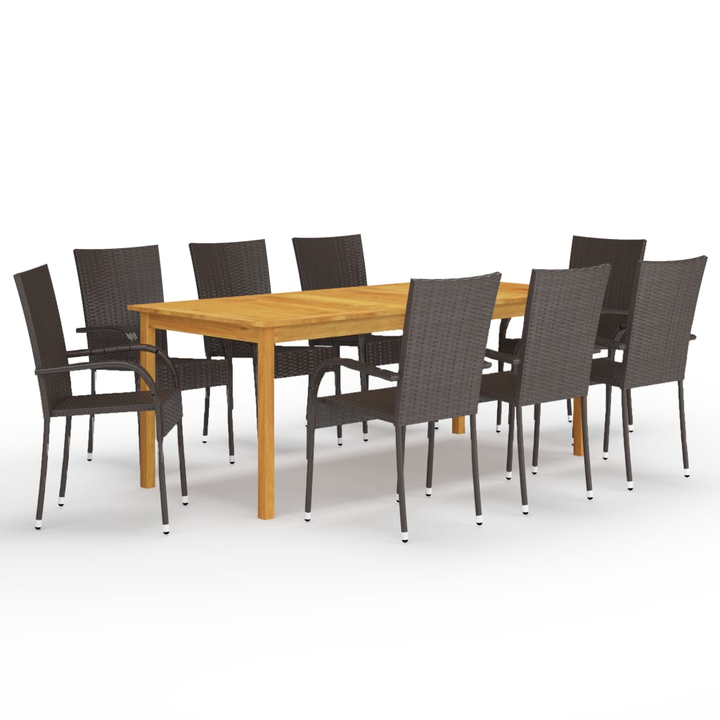 vidaXL Ensemble de salle à manger de jardin 9 pcs Marron