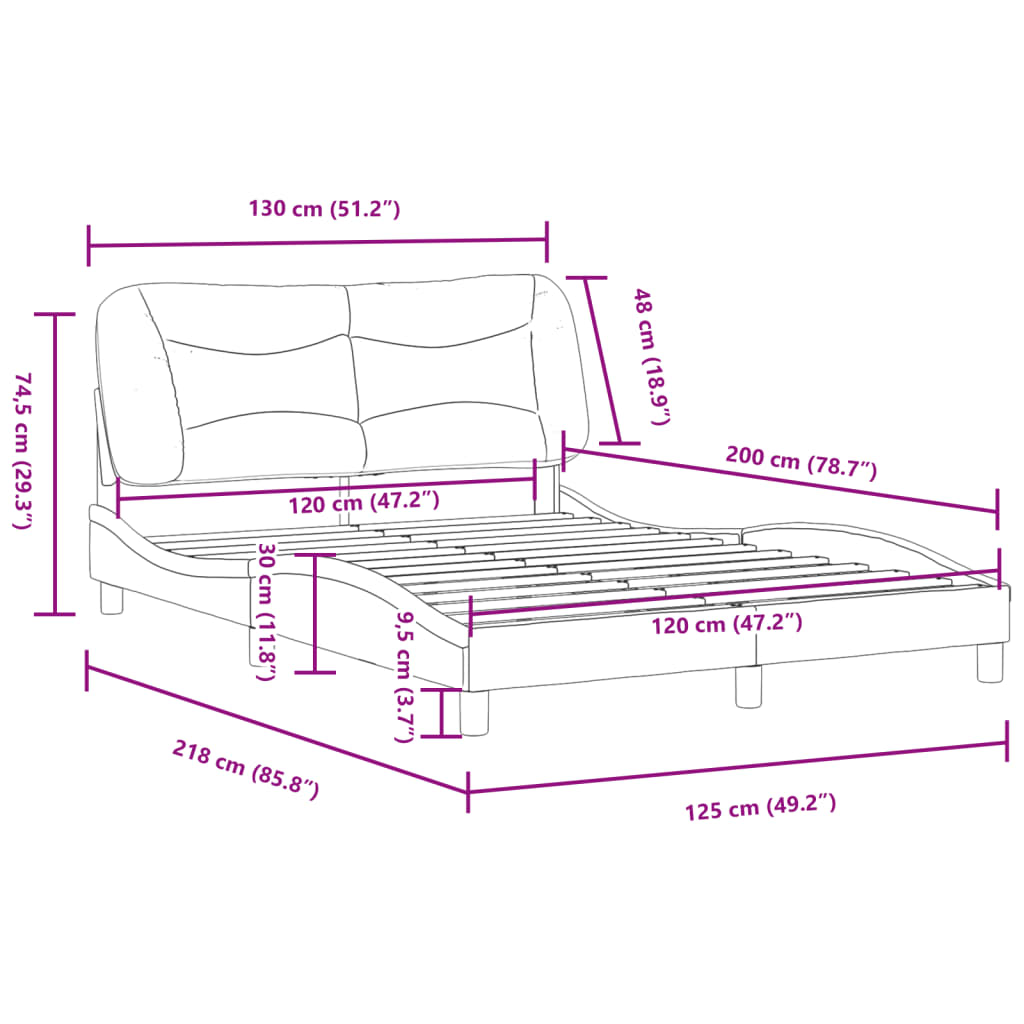 vidaXL Cadre de lit sans matelas noir 120x200 cm similicuir