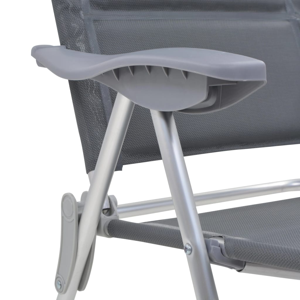 vidaXL Chaise de camping 2 pcs Gris 58x69x111 cm Aluminium