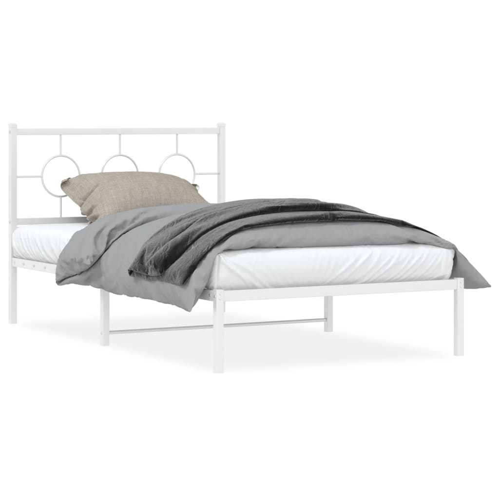 vidaXL Cadre de lit métal sans matelas et pied de lit blanc 107x203 cm