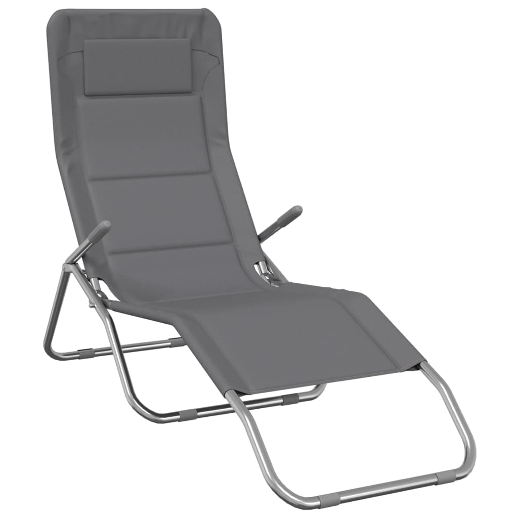 vidaXL Chaises longues pliables lot de 2 gris textilène et acier