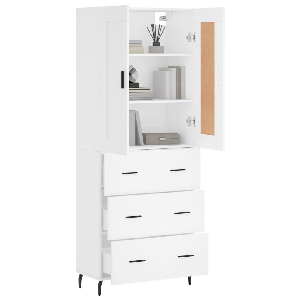 vidaXL Buffet haut Blanc 69,5x34x180 cm Bois d'ingénierie