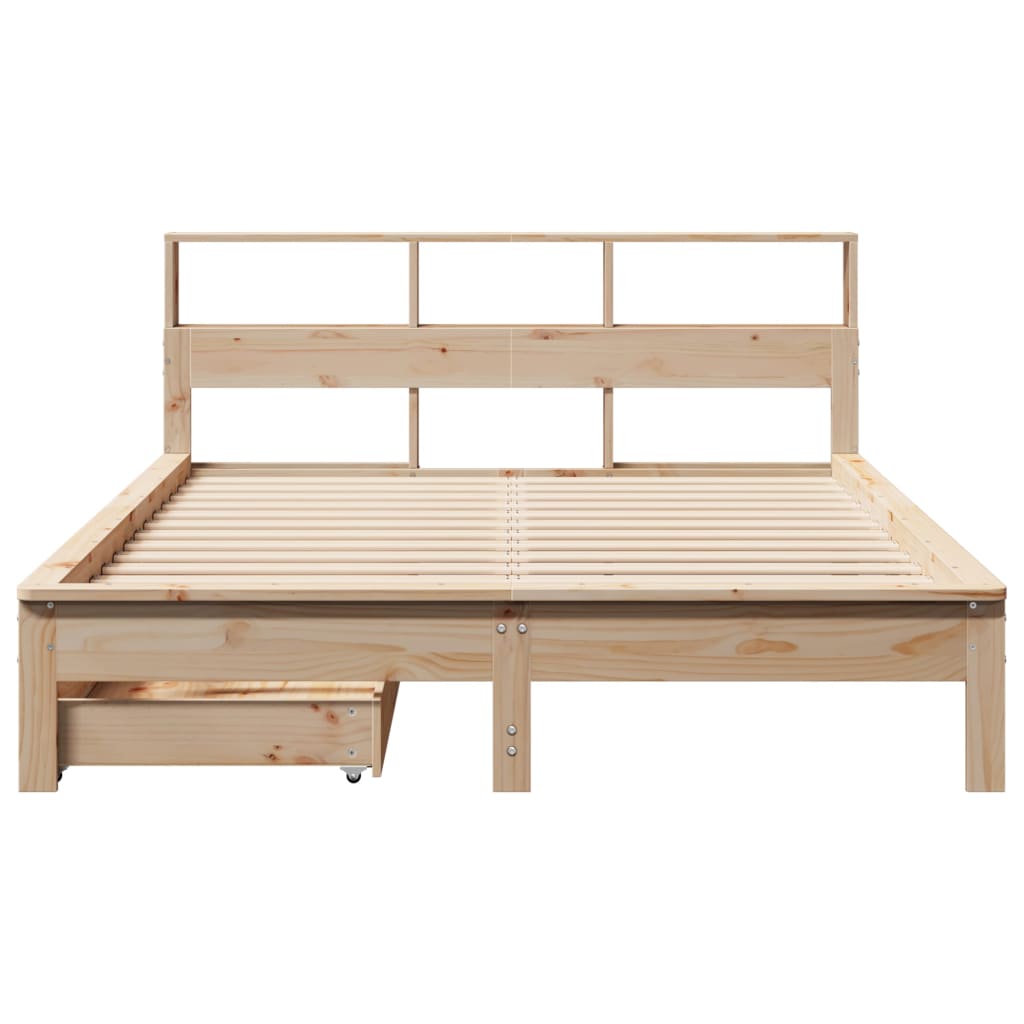 vidaXL Lit bibliothèque sans matelas 140x190 cm bois de pin massif