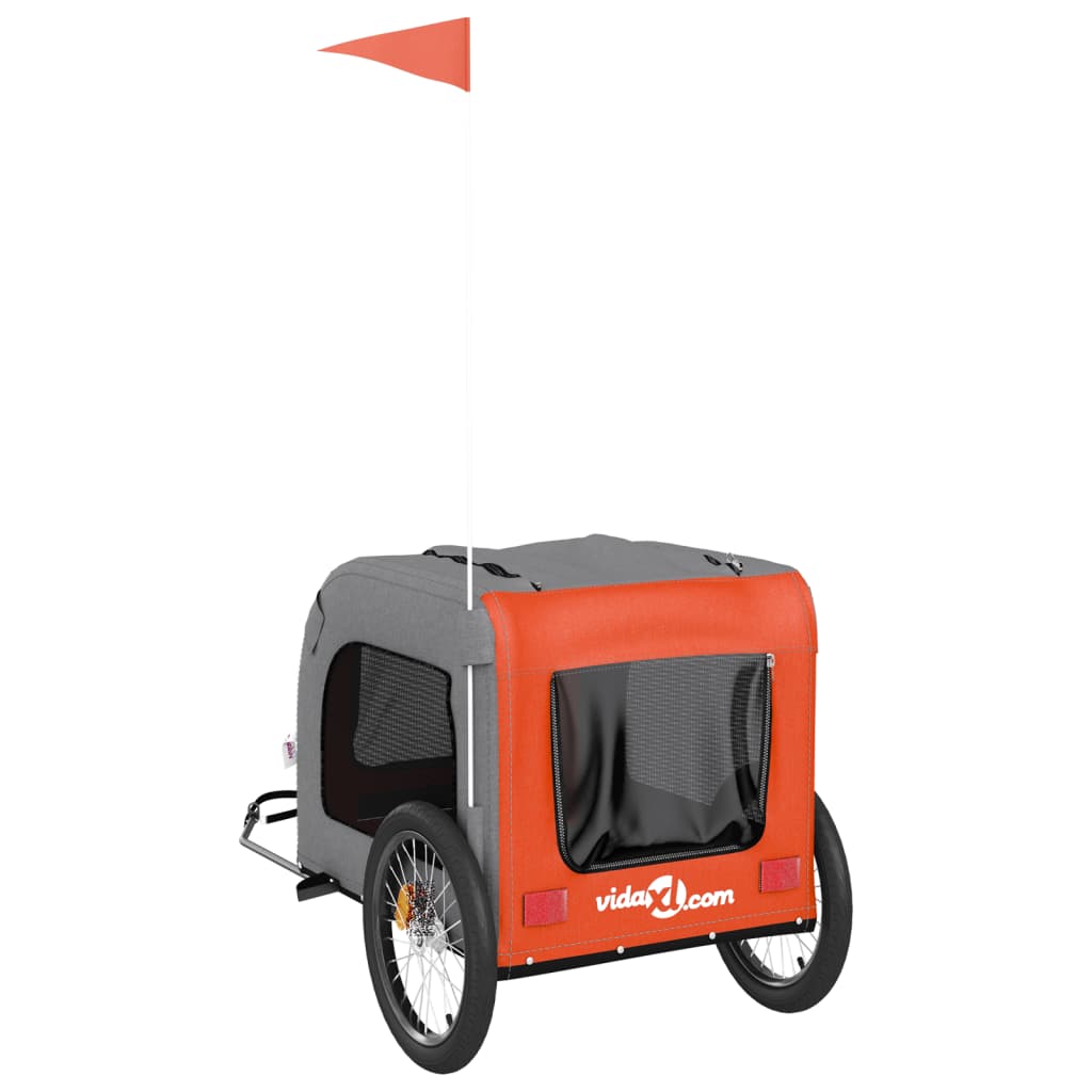 vidaXL Remorque de vélo pour animaux de compagnie orange et gris