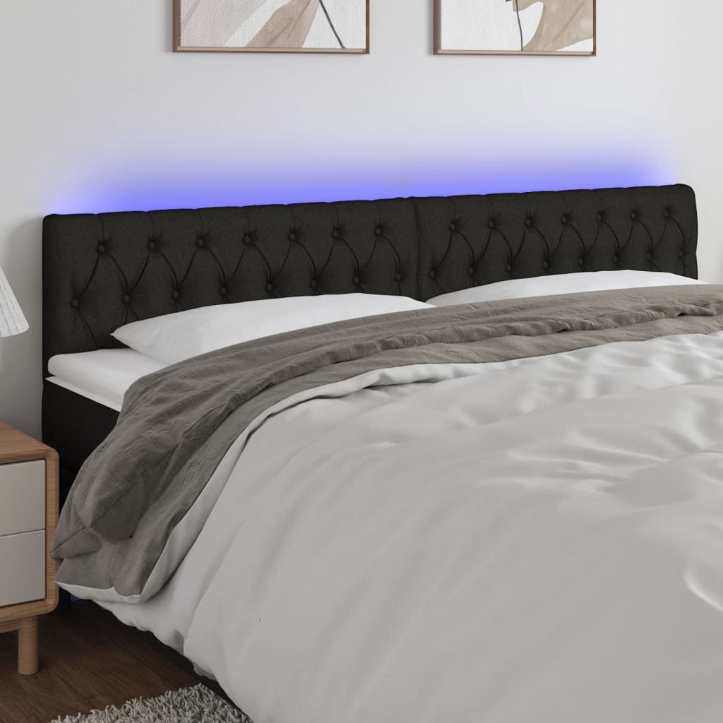 vidaXL Tête de lit à LED Noir 200x7x78/88 cm Tissu