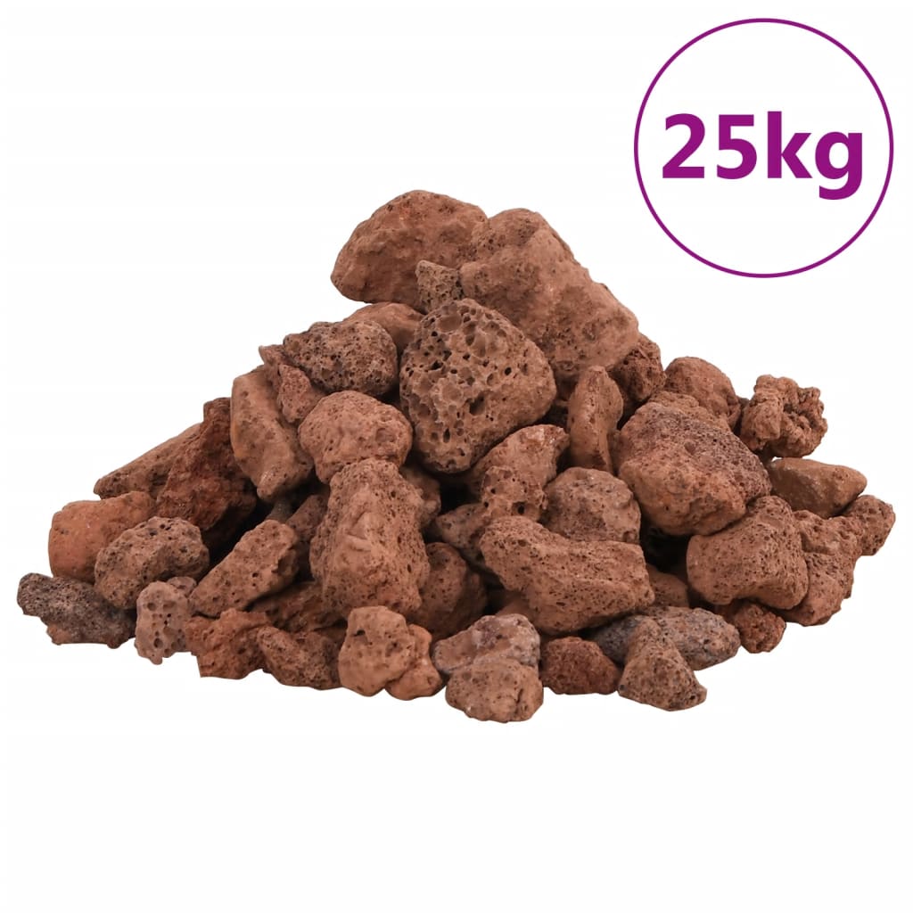 vidaXL Roches volcaniques 25 kg rouge 1-2 cm