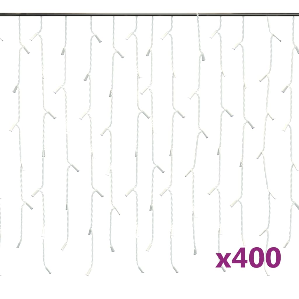 vidaXL Rideau lumineux à glaçons LED 10m 400LED Blanc chaud 8fonctions