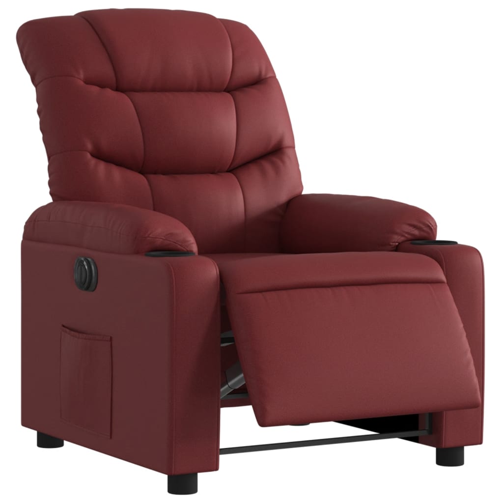 vidaXL Fauteuil inclinable électrique Rouge bordeaux Similicuir