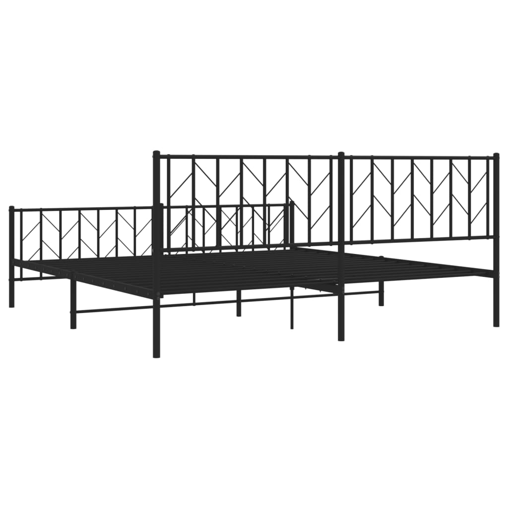 vidaXL Cadre de lit métal sans matelas avec pied de lit noir 193x203cm