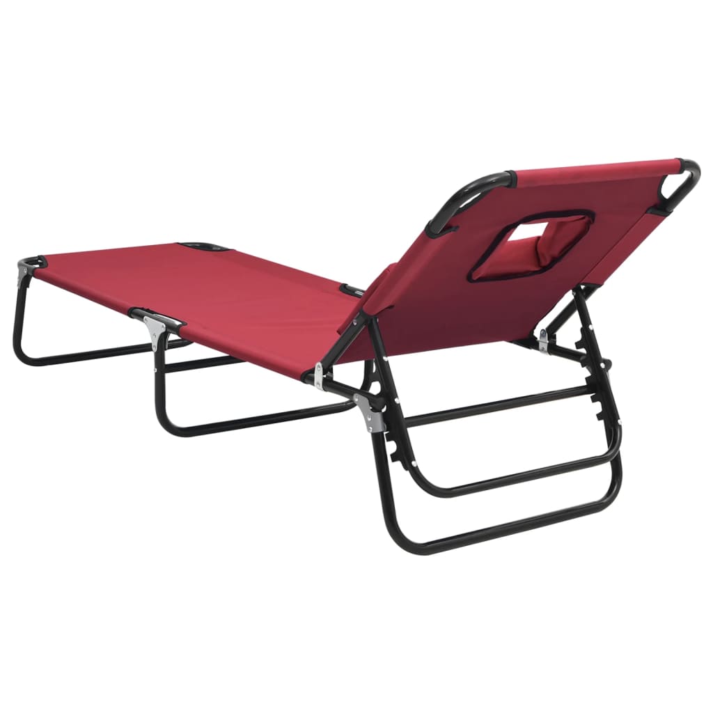vidaXL Chaise longue pliante rouge tissu oxford acier enduit de poudre