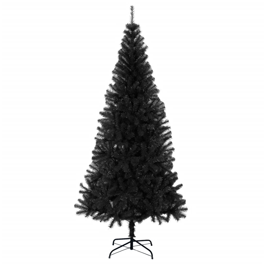 vidaXL Sapin de Noël artificiel avec support Noir 180 cm PVC