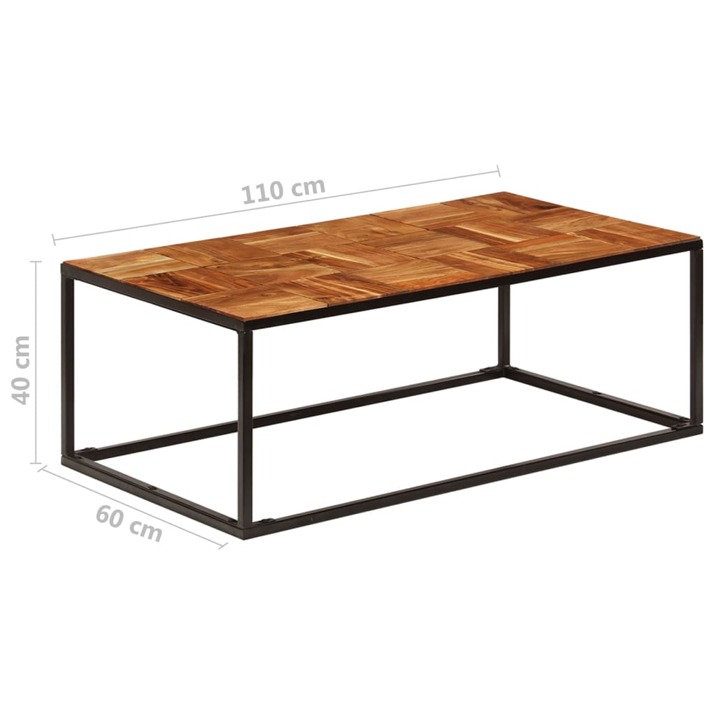 vidaXL Table basse 110x60x40 cm Bois d'acacia solide et acier