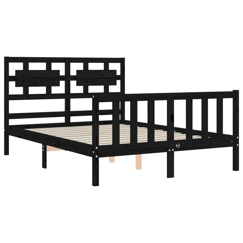 vidaXL Cadre de lit sans matelas noir 140x190 cm bois de pin massif