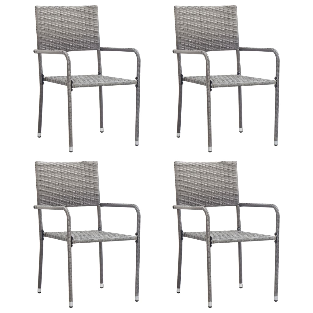 vidaXL Chaise à dîner de jardin empilable lot de 4 gris résine tressée