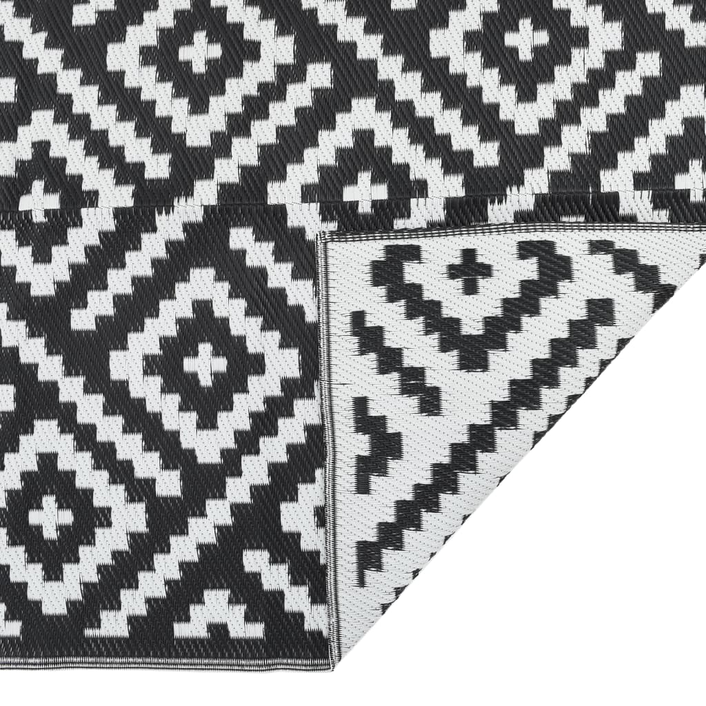 vidaXL Tapis d'extérieur Blanc et noir 120x180 cm PP