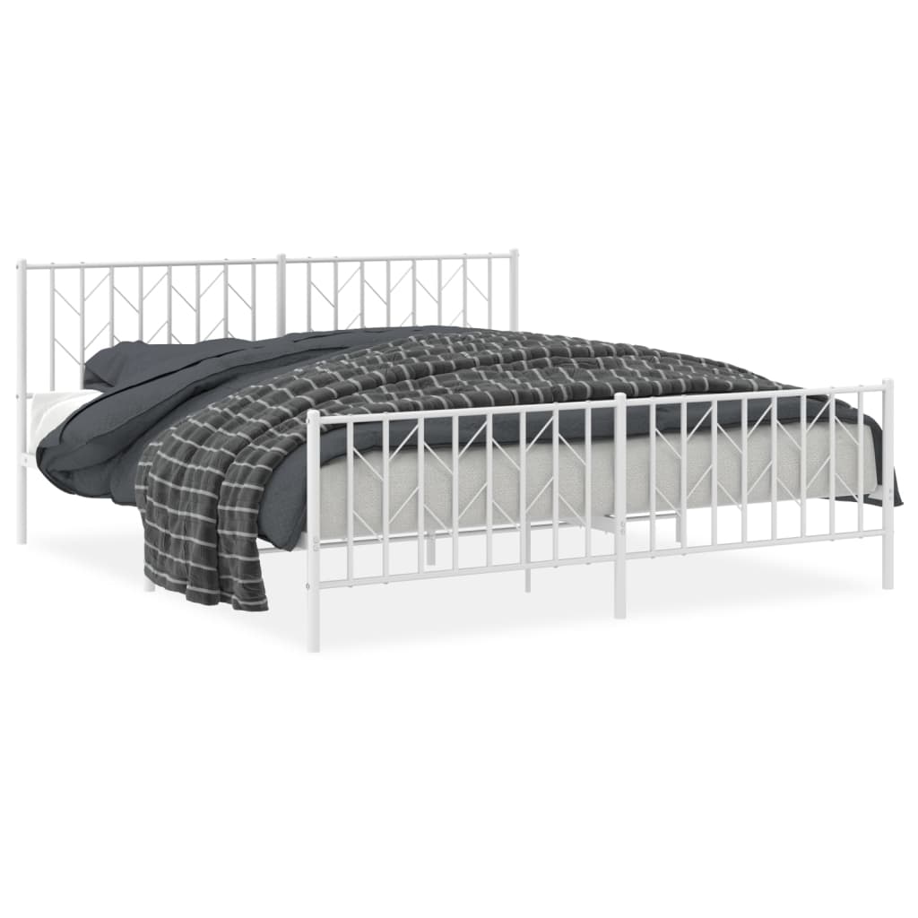 vidaXL Cadre de lit métal sans matelas et pied de lit blanc 183x213 cm