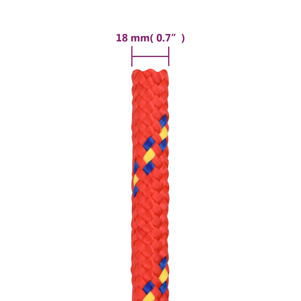 vidaXL Corde de bateau Rouge 18 mm 100 m Polypropylène