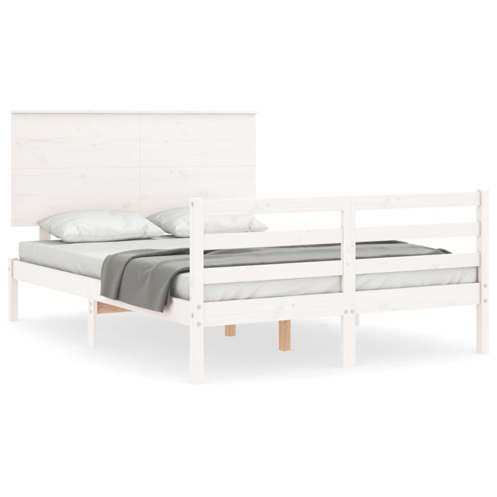 vidaXL Cadre de lit sans matelas blanc bois massif