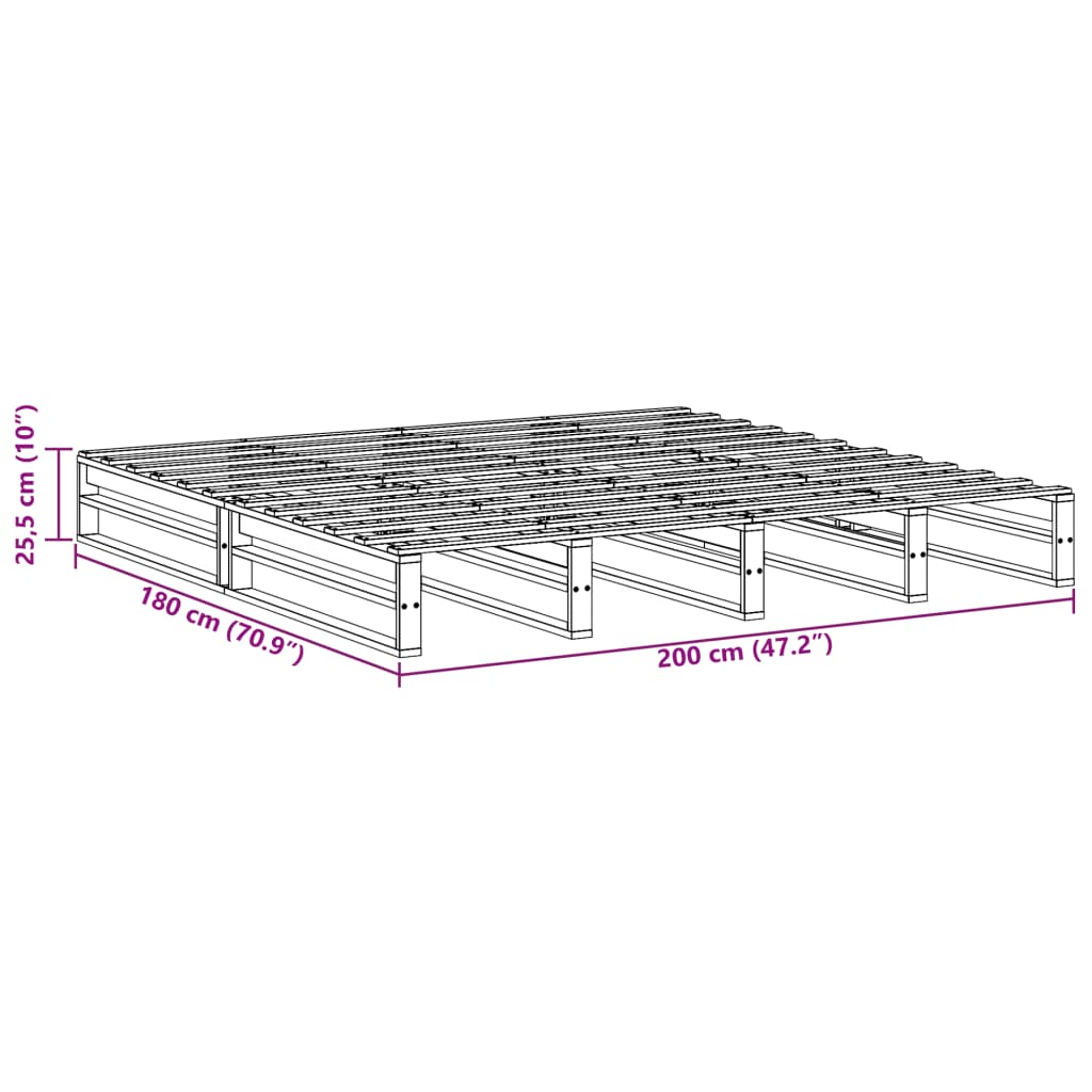 vidaXL Cadre de lit sans matelas blanc 180x200 cm bois massif de pin