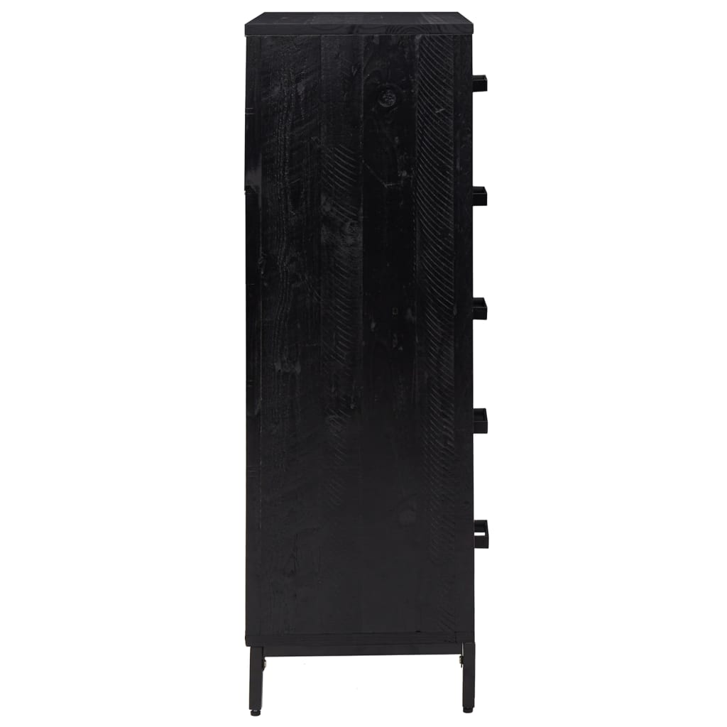 vidaXL Commode Noir 42x35x110 cm Bois de pin massif