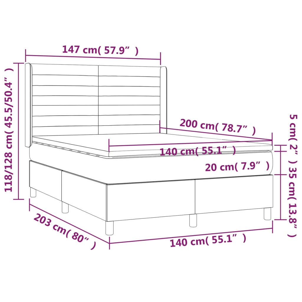 vidaXL Sommier à lattes de lit matelas et LED Marron foncé 140x200 cm