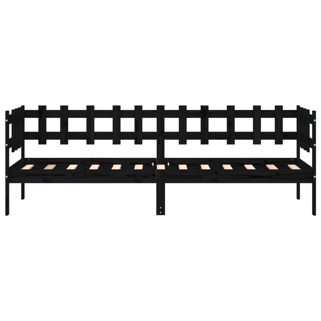 vidaXL Lit de jour sans matelas noir 90x200 cm bois de pin massif