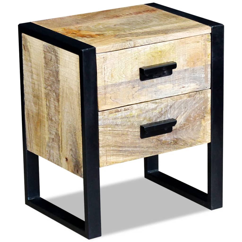vidaXL Table auxiliaire à 2 tiroirs bois manguier massif 43x33x51 cm