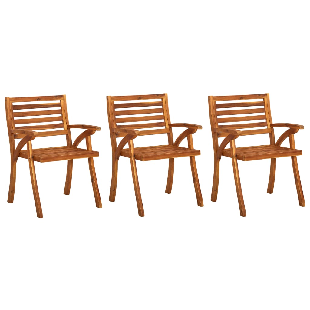 vidaXL Chaises à dîner de jardin avec coussins 3 pcs Acacia massif