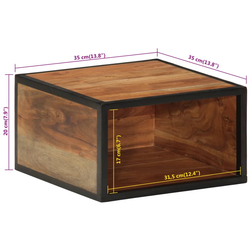 vidaXL Table de chevet murale 35x35x20 cm bois massif d'acacia