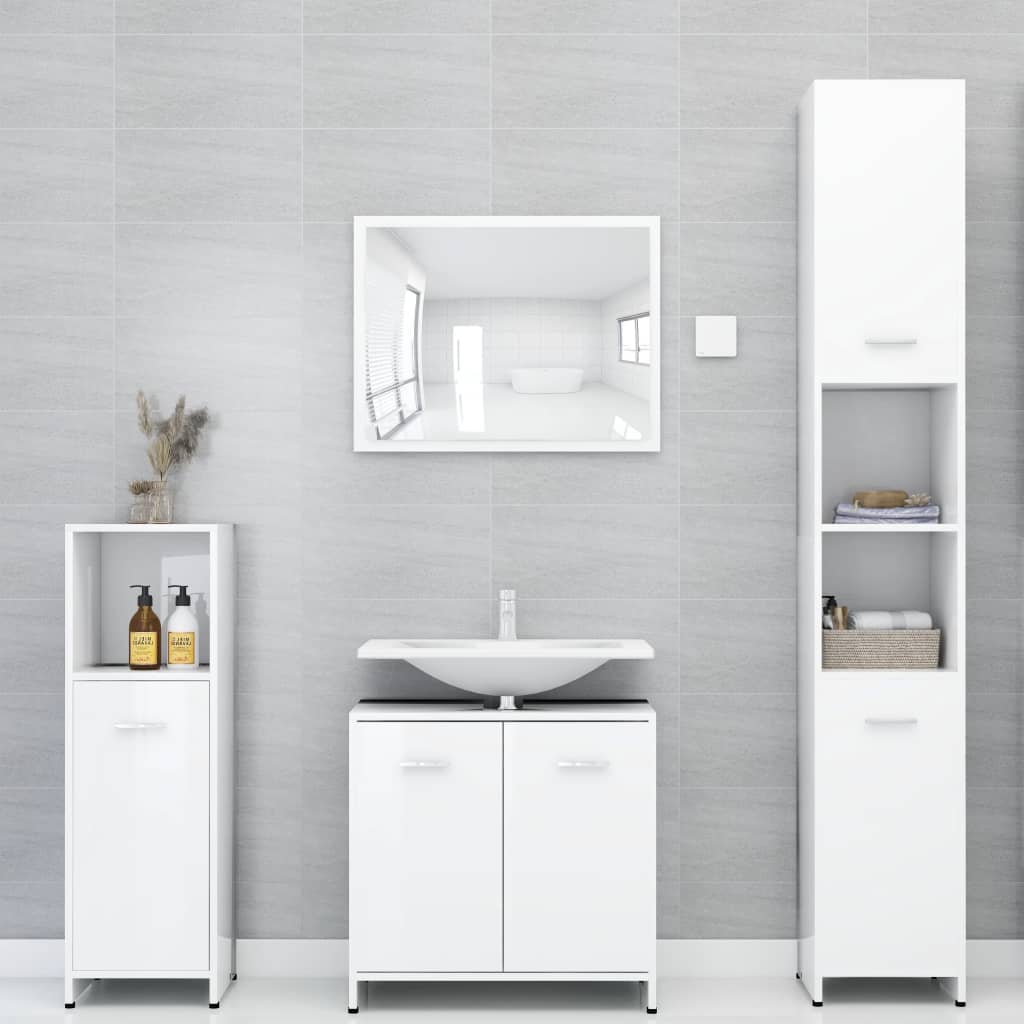 vidaXL Armoire de salle de bain Blanc brillant 30x30x95 cm