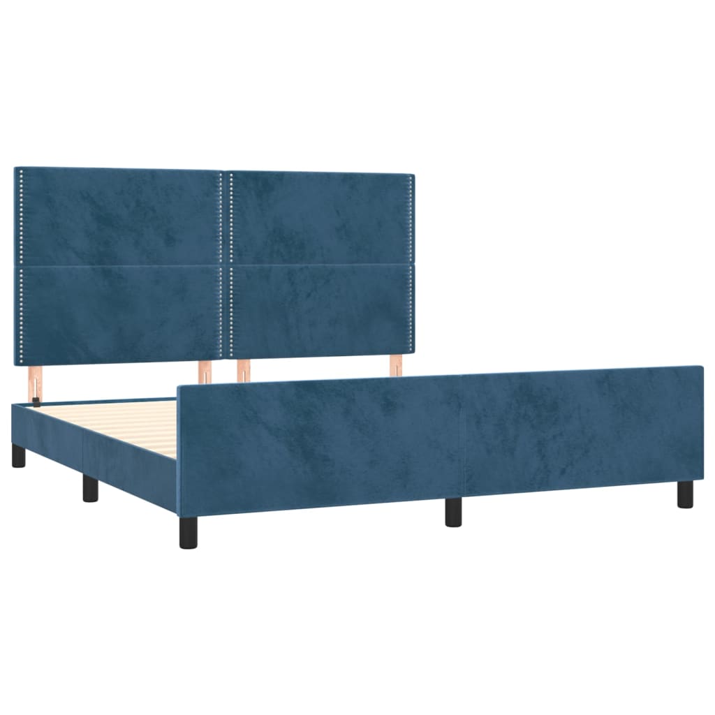 vidaXL Cadre de lit sans matelas bleu foncé 160x200 cm velours