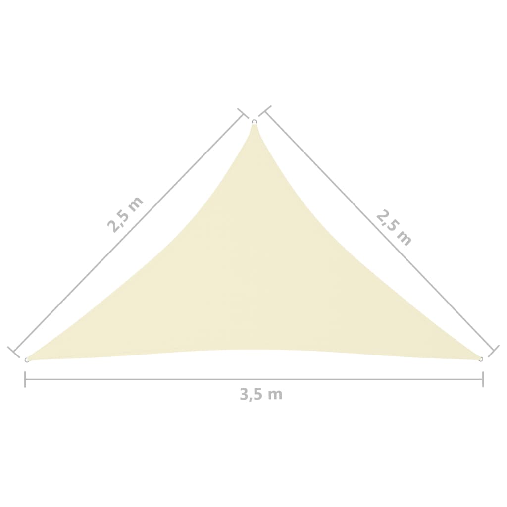vidaXL Voile de parasol tissu oxford triangulaire 2,5x2,5x3,5 m crème
