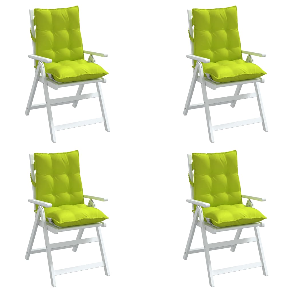 vidaXL Coussins de chaise à dossier bas lot de 4 vert vif