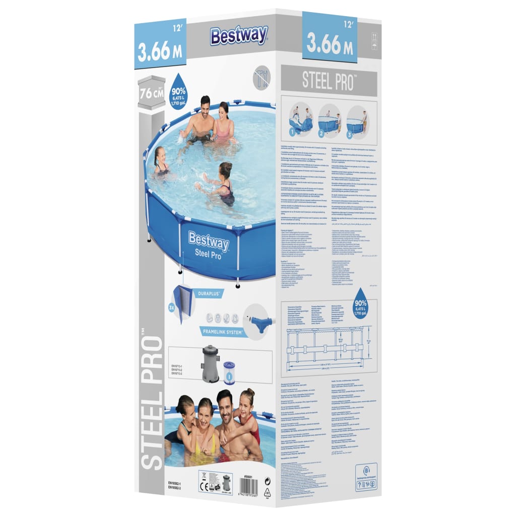 Bestway Piscine à cadre Steel Pro 366x76 cm