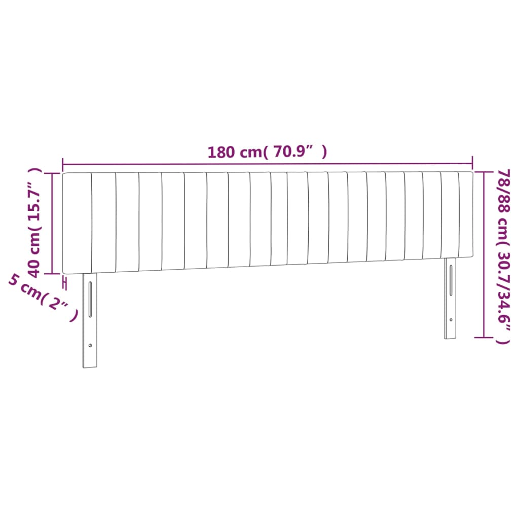 vidaXL Tête de lit à LED Gris foncé 180x5x78/88 cm Velours