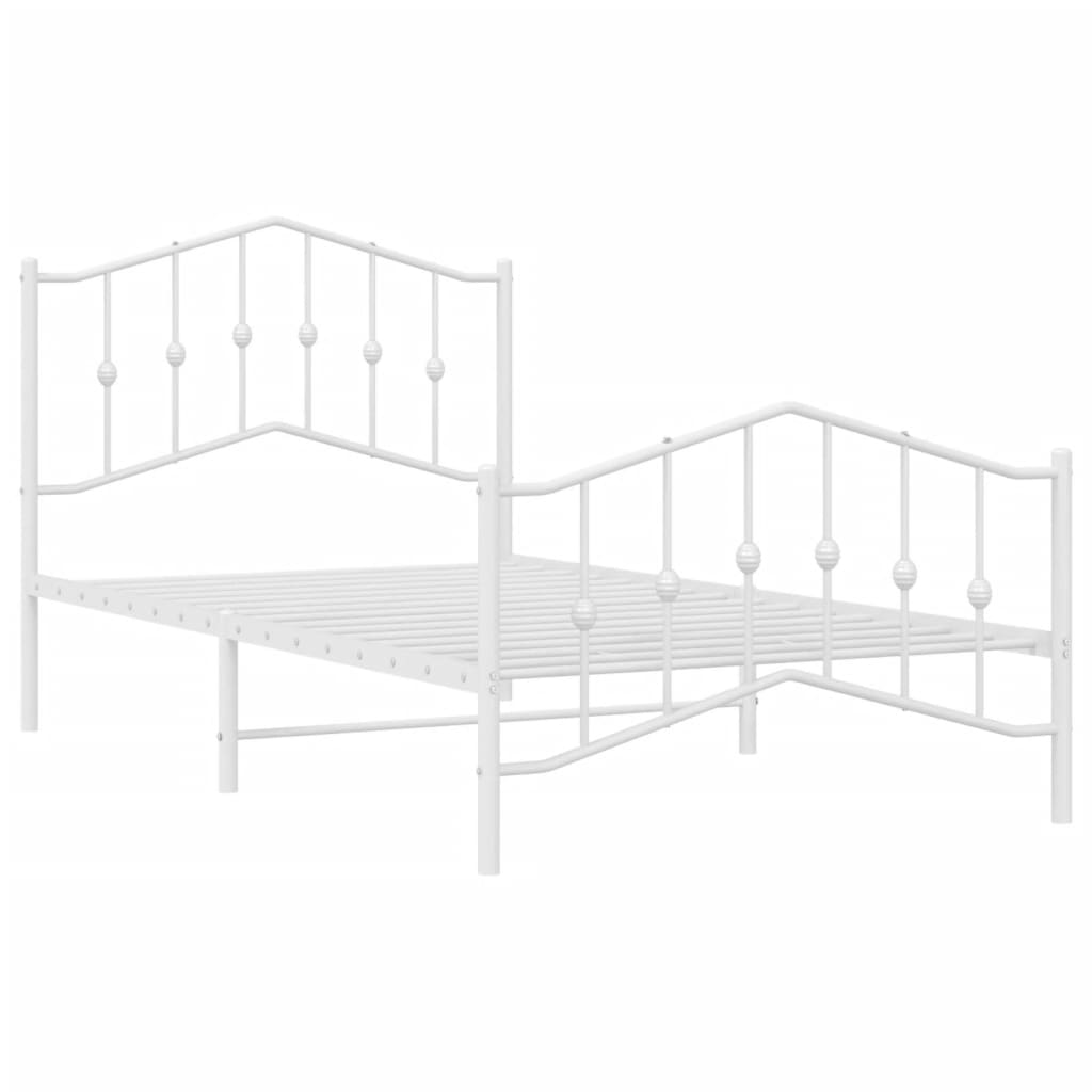 vidaXL Cadre de lit métal sans matelas et pied de lit blanc 100x190 cm