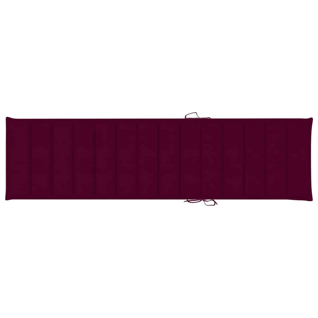 vidaXL Chaises longues 2 pcs avec coussin rouge bordeaux Teck solide
