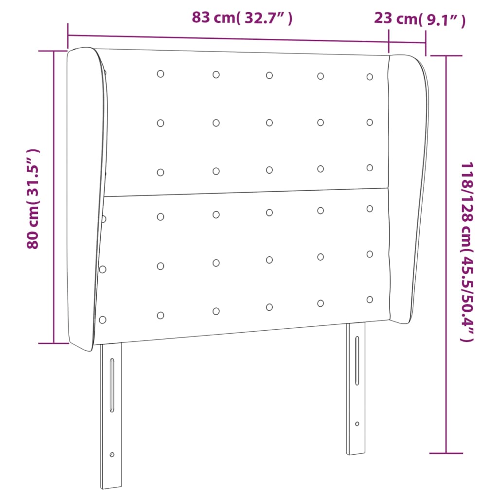 vidaXL Tête de lit avec oreilles Noir 83x23x118/128 cm Similicuir