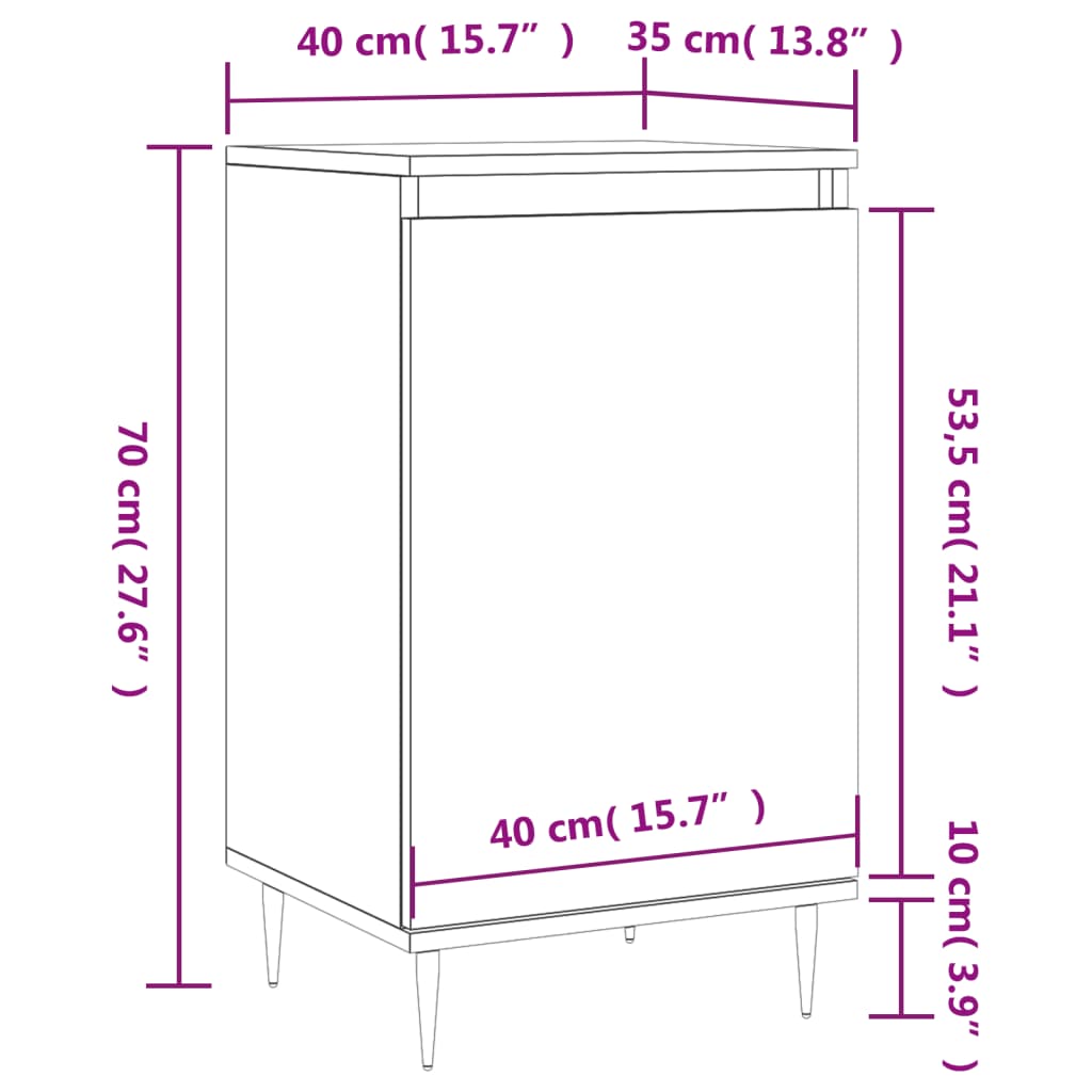 vidaXL Buffet chêne fumé 40x35x70 cm bois d'ingénierie