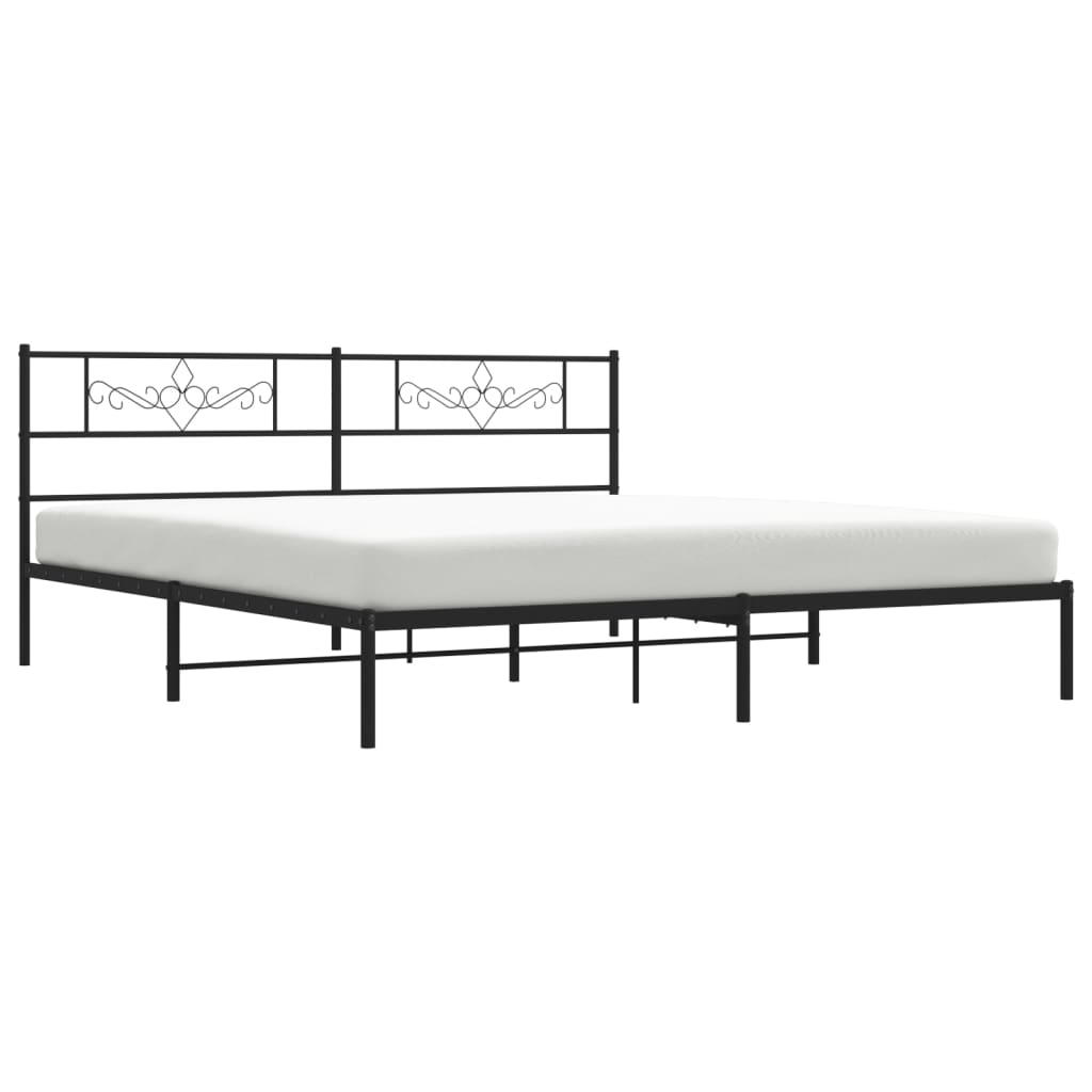 vidaXL Cadre de lit métal sans matelas avec tête de lit noir 193x203cm