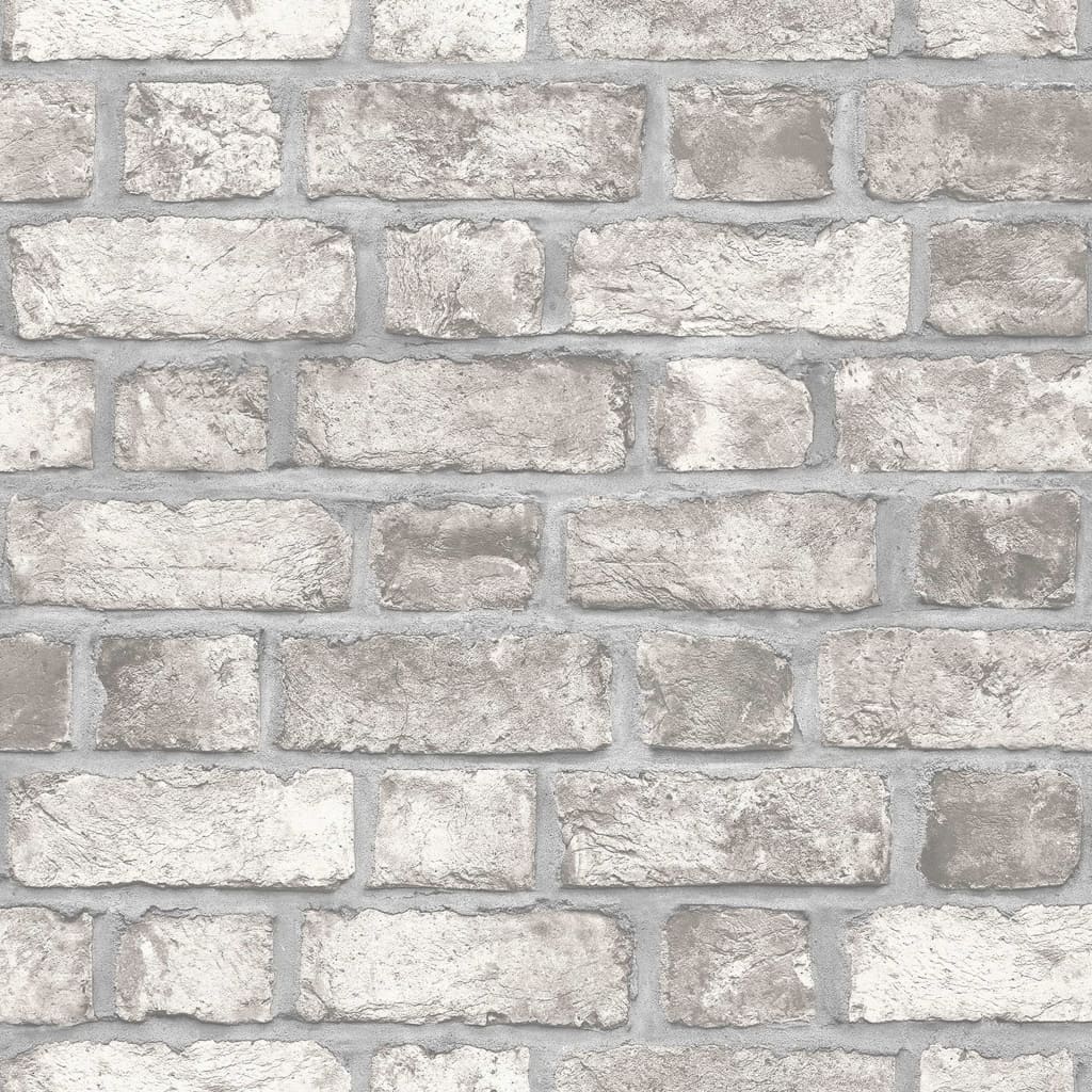 Homestyle Papier peint Brick Wall Gris et blanc cassé