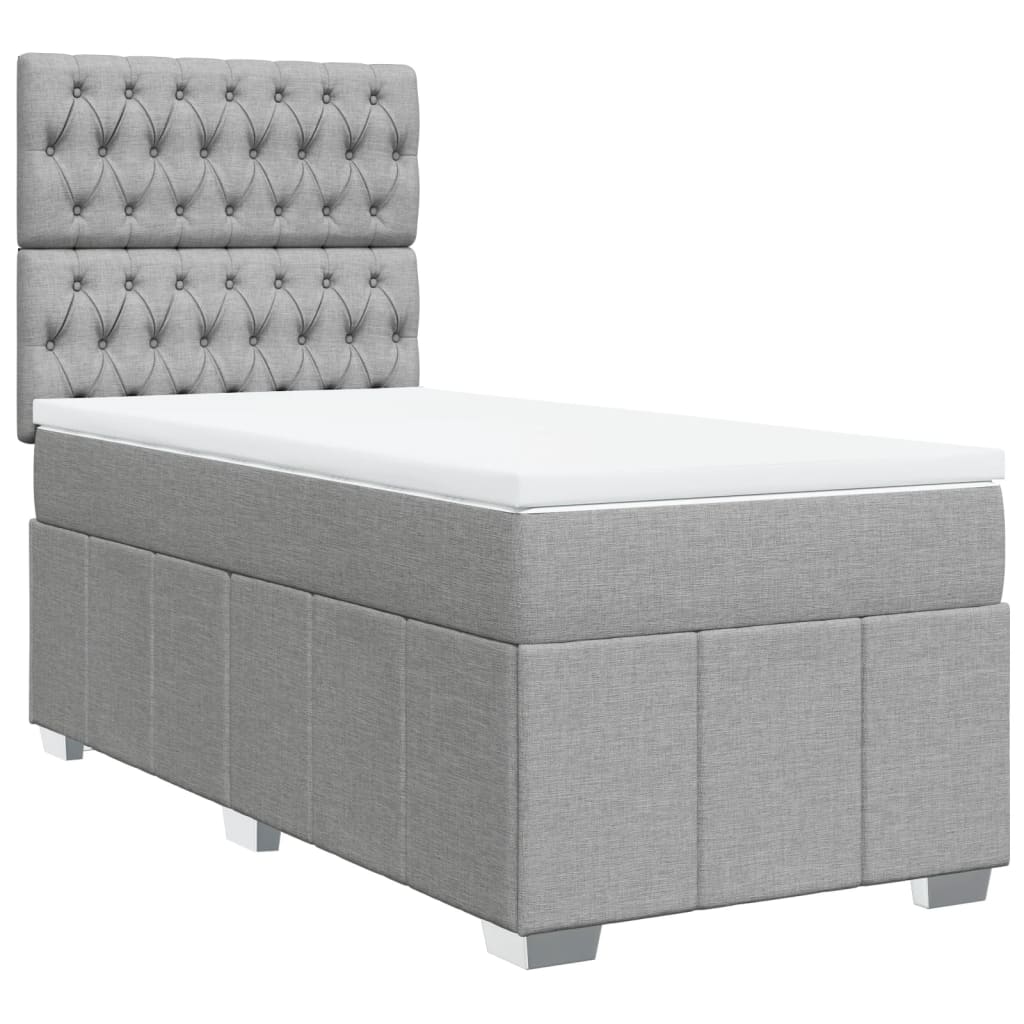 vidaXL Sommier à lattes de lit avec matelas Gris clair 90x200 cm Tissu