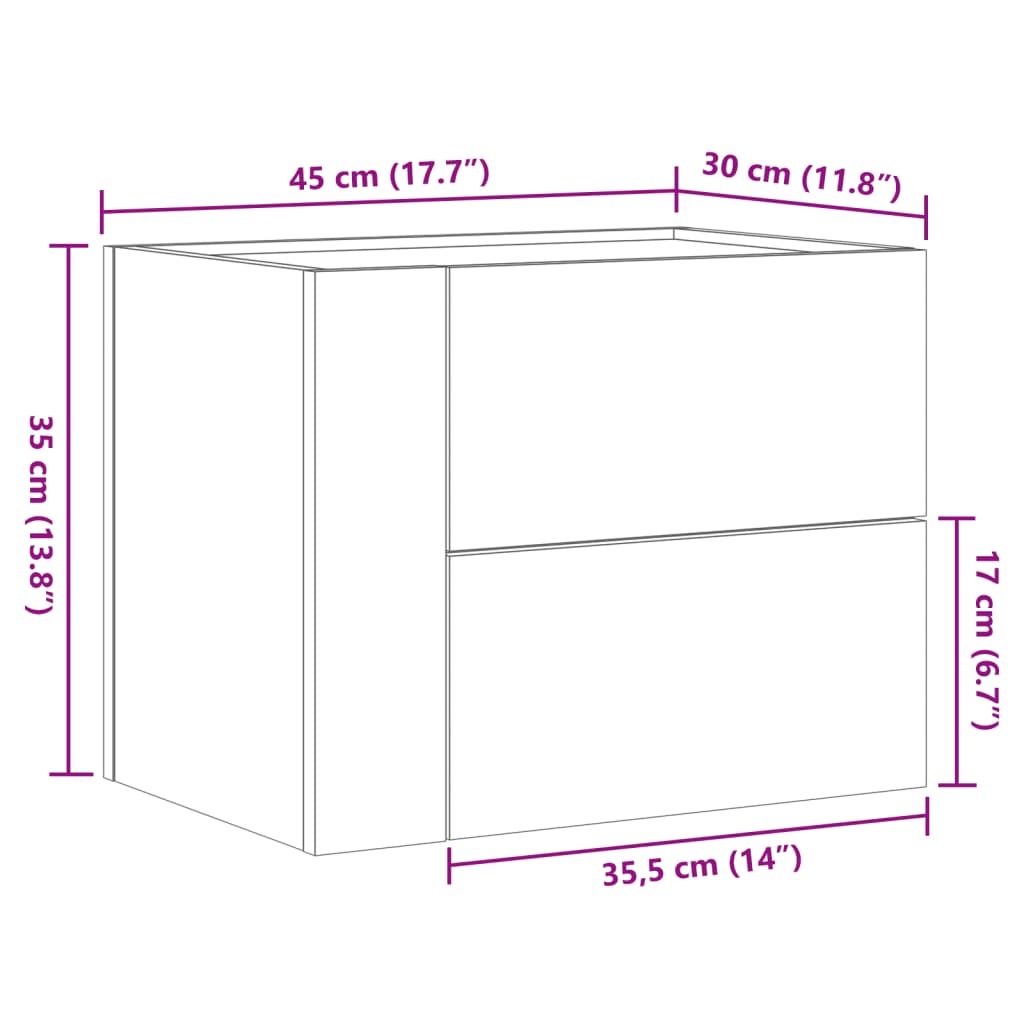 vidaXL Tables de chevet murales 2 pcs blanc 45x30x35 cm